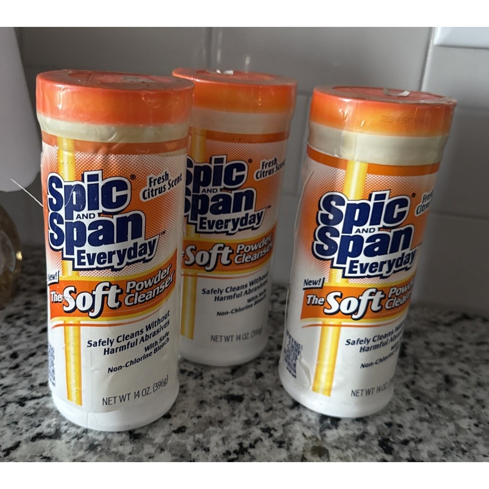 3 Vintage Spic and Span Soft Powder Cleanser Fresh Citrus Scent 14oz New Sealed